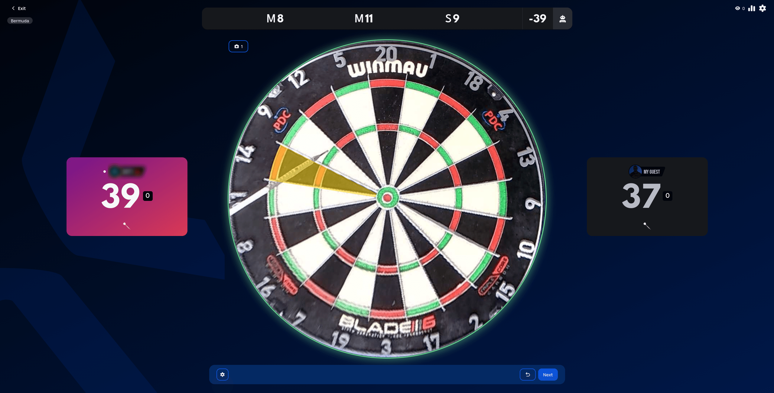 Bermuda after a missed round, the leading player's score dropped from 78 to 39