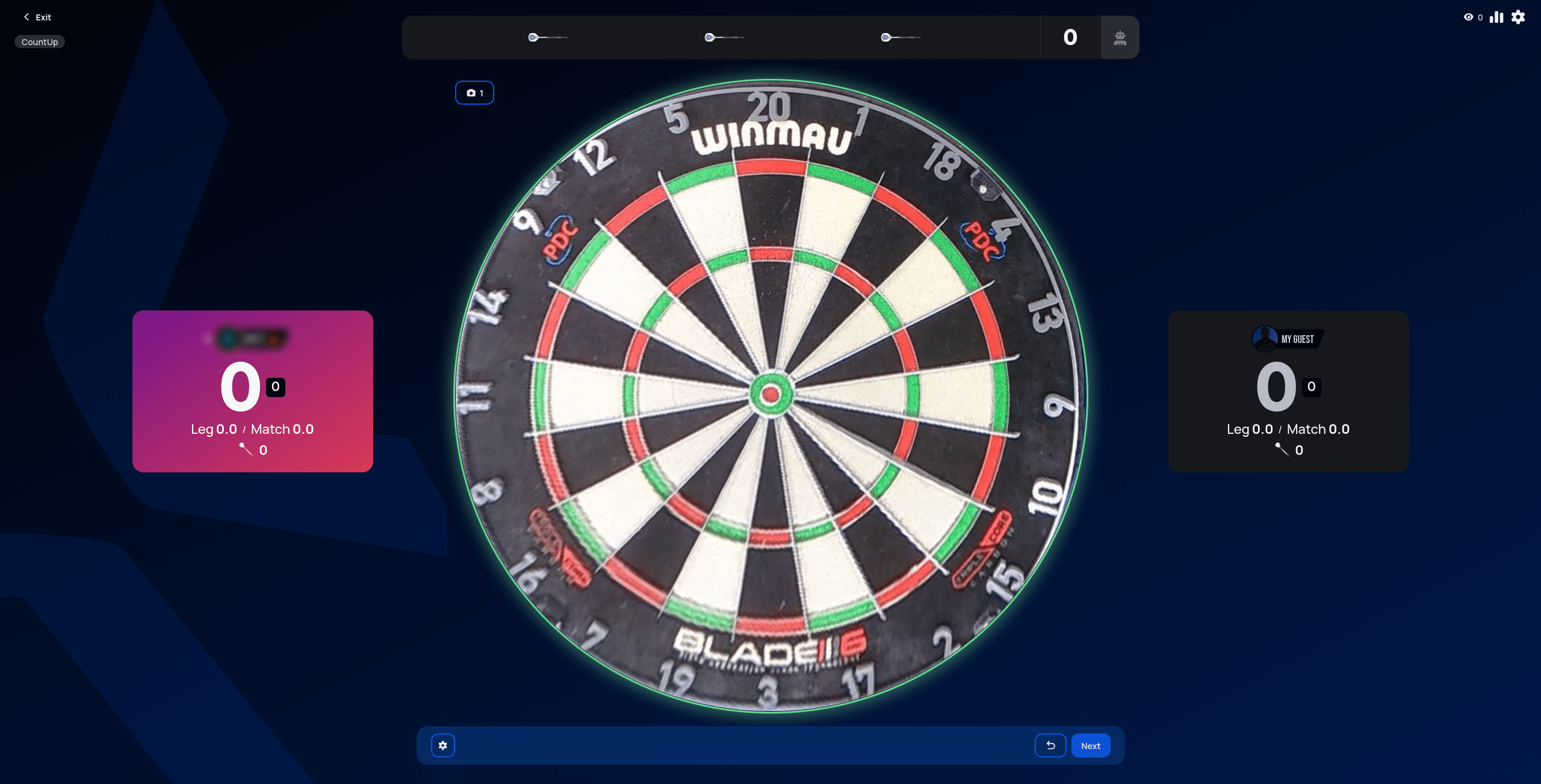 Count Up match start, both players at 0