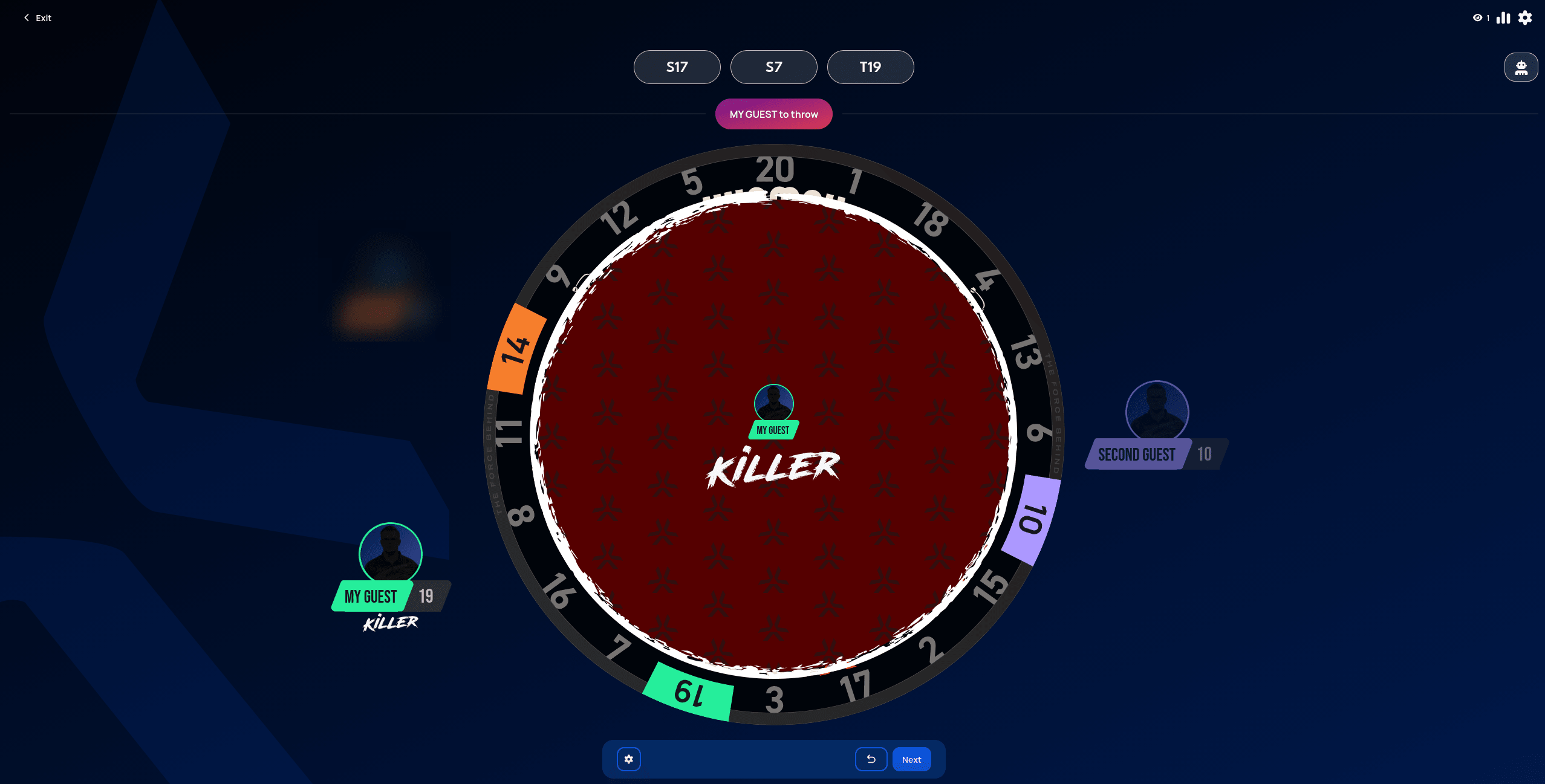 Full-screen KILLER overlay announcing My Guest has become a killer