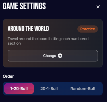 Round the World game settings panel